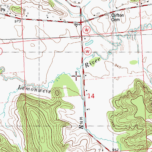 Topographic Map of Rocky Run, WI