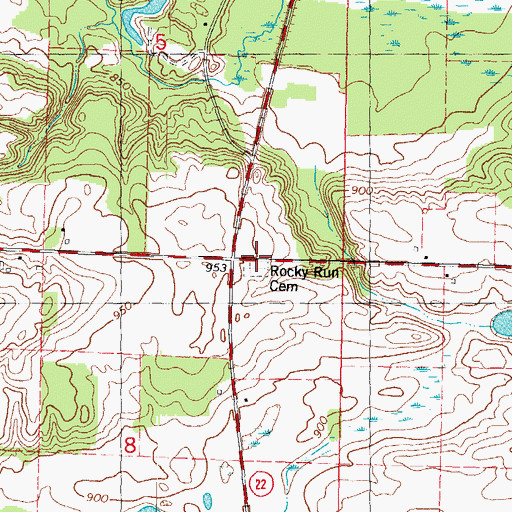 Topographic Map of Rocky Run Protestant Cemetery, WI