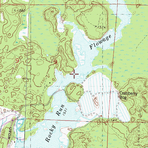 Topographic Map of Rocky Run Flowage, WI