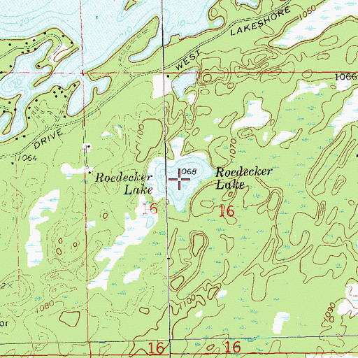 Topographic Map of Roedecker Lake, WI