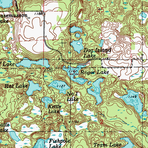 Topographic Map of Roger Lake, WI