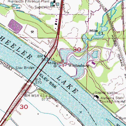 Topographic Map of Whitesburg, AL
