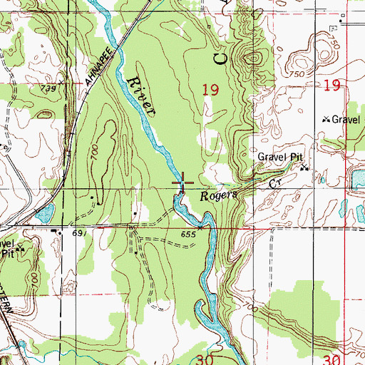 Topographic Map of Rogers Creek, WI