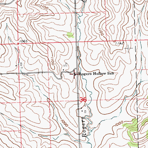 Topographic Map of Rogers Hollow School, WI
