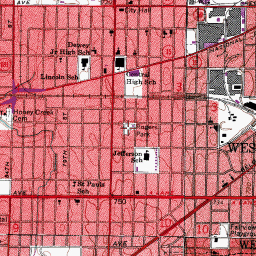 Topographic Map of Rogers Park, WI