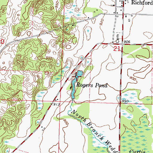 Topographic Map of Rogers Pond, WI