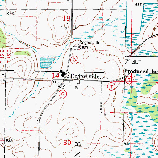 Topographic Map of Rogersville, WI