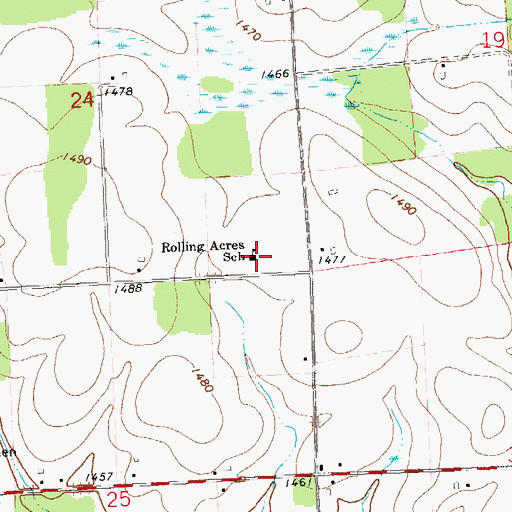 Topographic Map of Rolling Acres School, WI