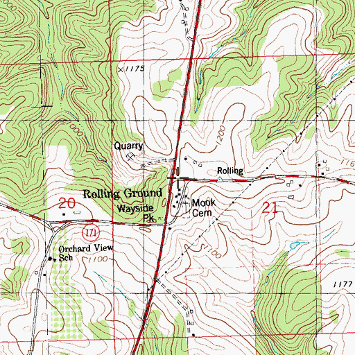 Topographic Map of Rolling Ground, WI