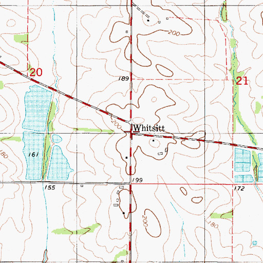 Topographic Map of Whitsitt, AL