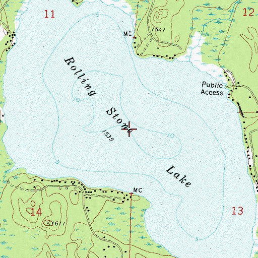 Topographic Map of Rolling Stone Lake, WI