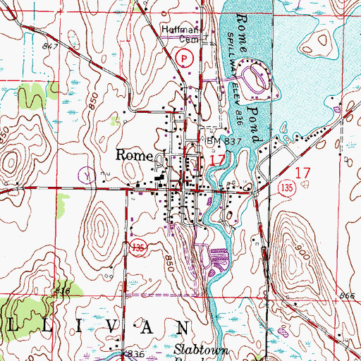 Topographic Map of Rome, WI
