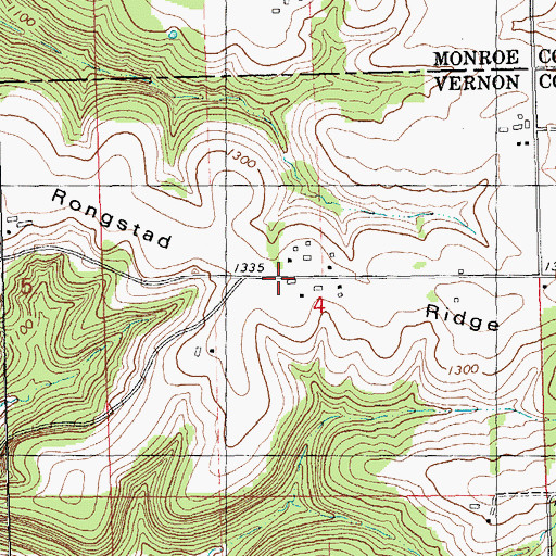 Topographic Map of Rongstad Ridge, WI