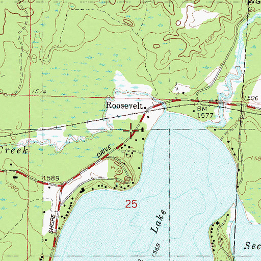 Topographic Map of Roosevelt, WI