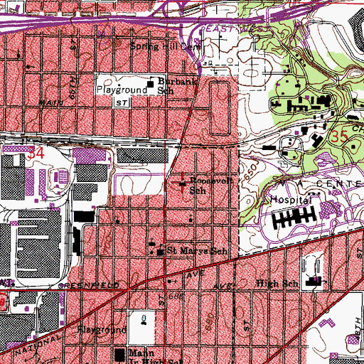 Topographic Map of Roosevelt Elementary School, WI