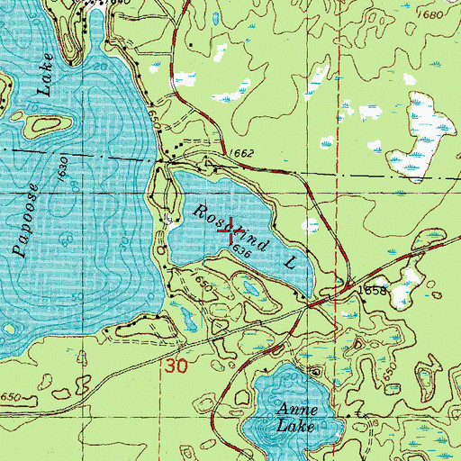 Topographic Map of Rosalind Lake, WI