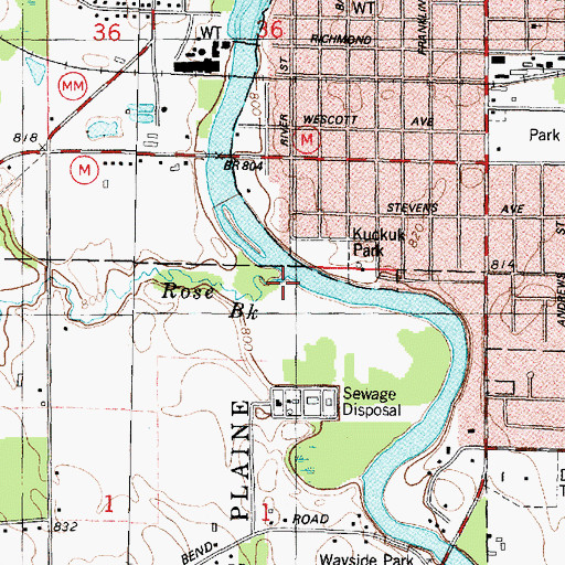 Topographic Map of Rose Brook, WI