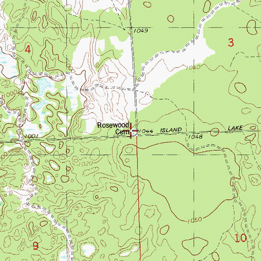 Topographic Map of Rosewood Cemetery, WI