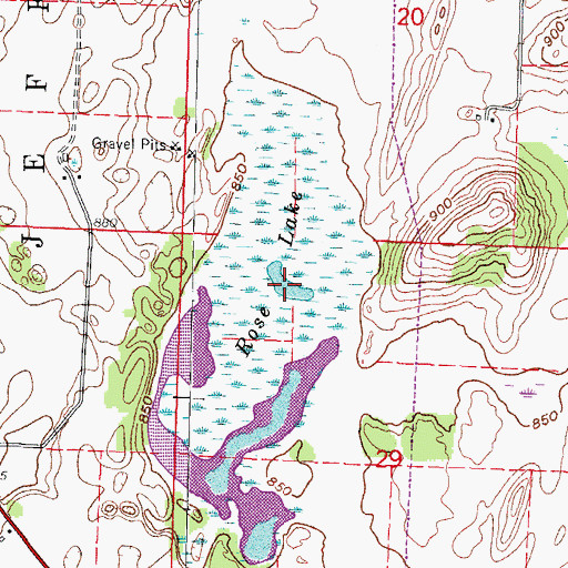 Topographic Map of Rose Lake, WI