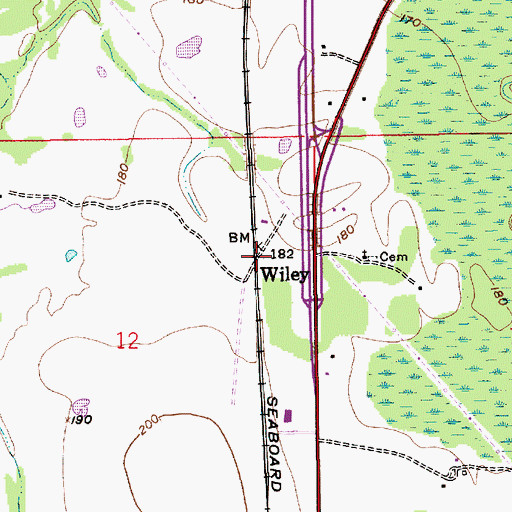 Topographic Map of Wiley, AL