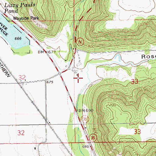 Topographic Map of Rose Valley, WI