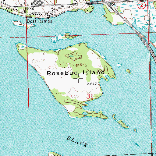Topographic Map of Rosebud Island, WI
