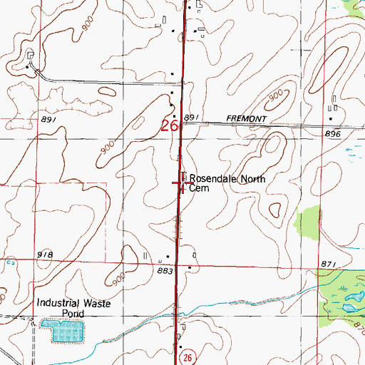 Topographic Map of North Rosendale Cemetery, WI
