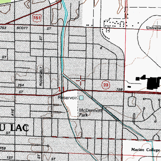 Topographic Map of Rosenow Elementary School, WI