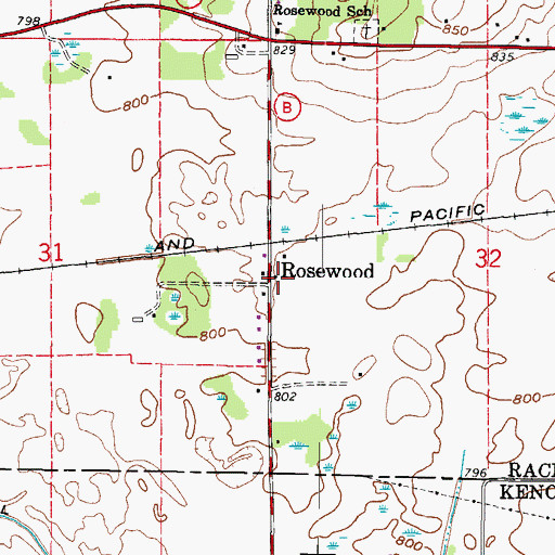 Topographic Map of Rosewood, WI