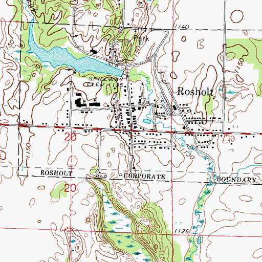 Topographic Map of Rosholt, WI