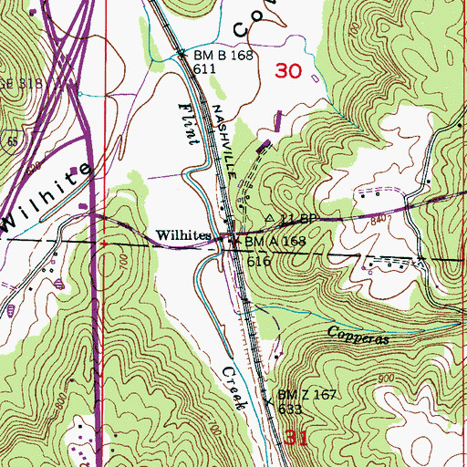 Topographic Map of Wilhites, AL