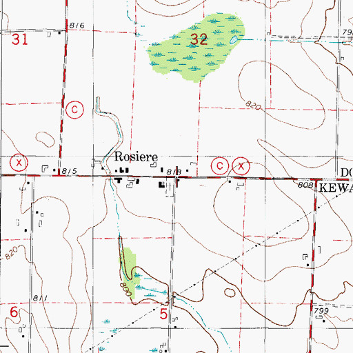 Topographic Map of Rosiere, WI