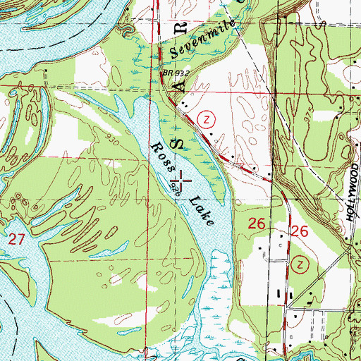 Topographic Map of Ross Lake, WI