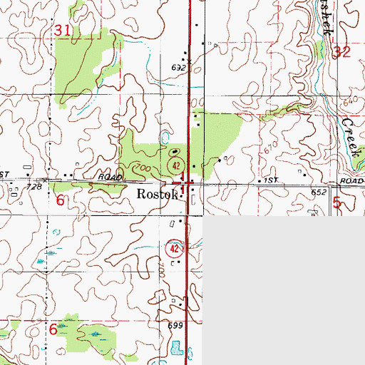 Topographic Map of Rostok, WI