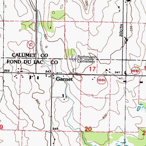 Topographic Map of Rothmann Cemetery, WI