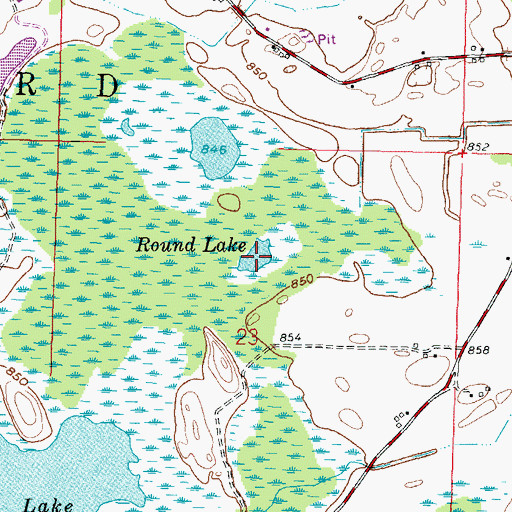 Topographic Map of Round Lake, WI