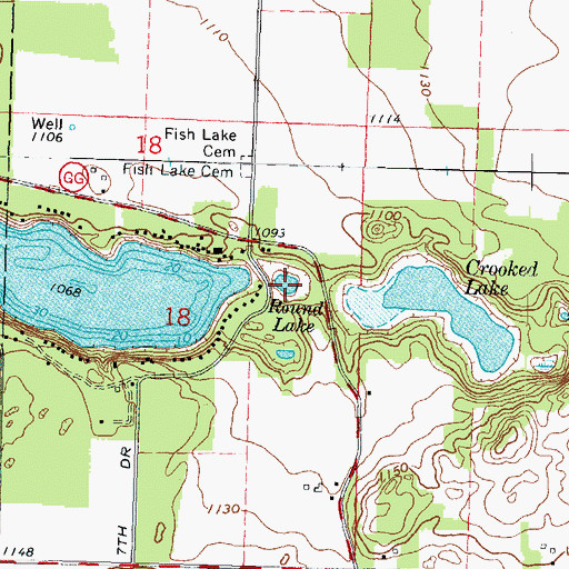 Topographic Map of Round Lake, WI