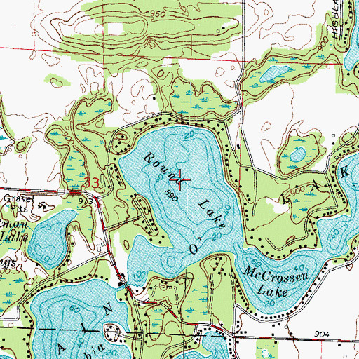 Topographic Map of Round Lake, WI