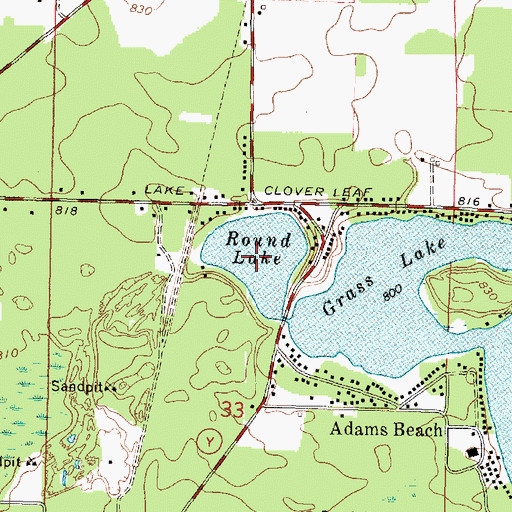 Topographic Map of Round Lake, WI