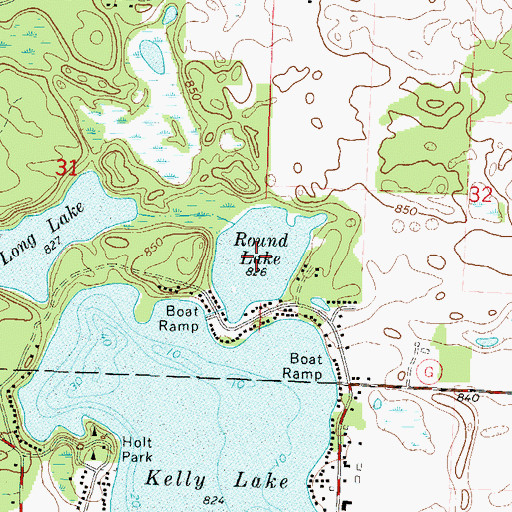 Topographic Map of Round Lake, WI