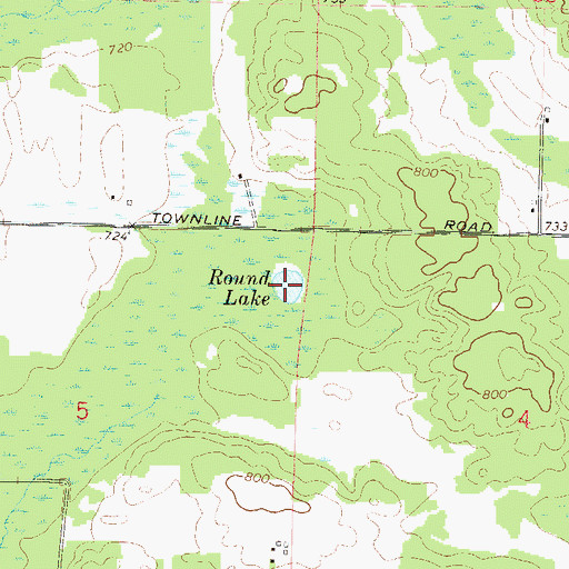 Topographic Map of Round Lake, WI