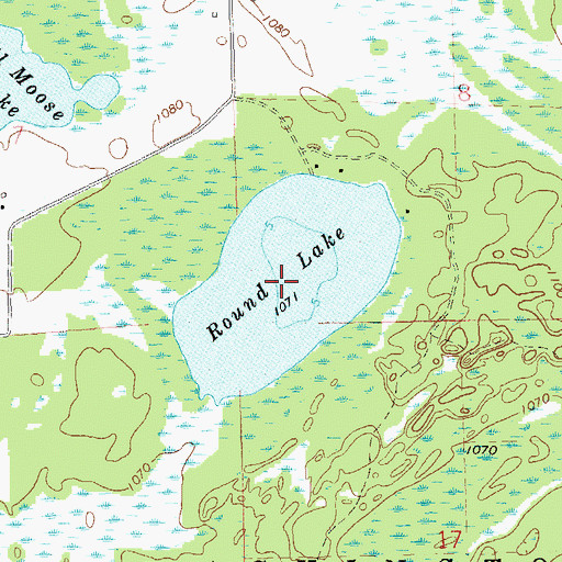 Topographic Map of Round Lake, WI
