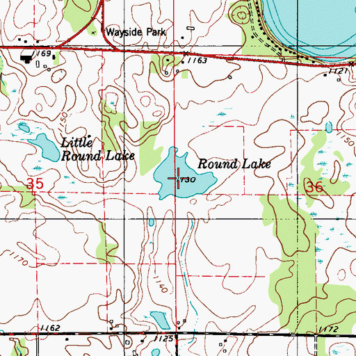 Topographic Map of Round Lake, WI