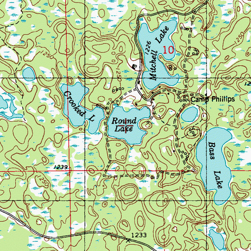 Topographic Map of Round Lake, WI