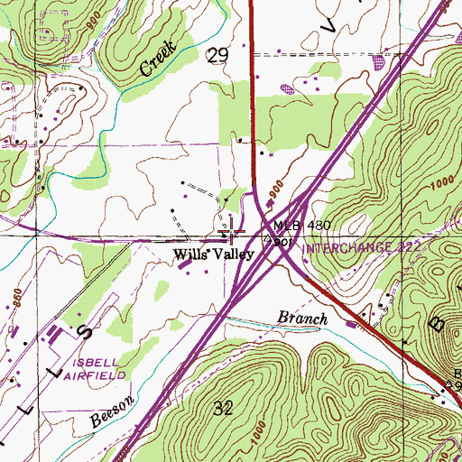 Topographic Map of Wills Valley, AL