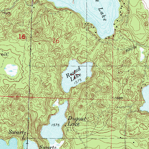 Topographic Map of Round Lake, WI