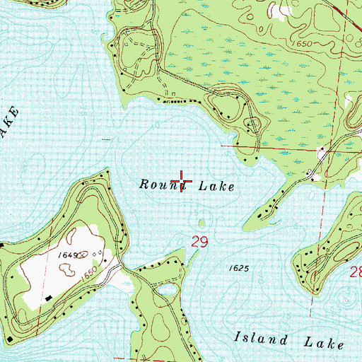 Topographic Map of Round Lake, WI