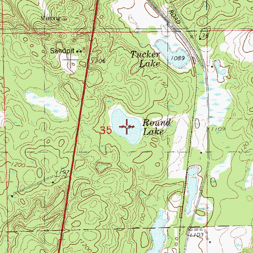 Topographic Map of Round Lake, WI