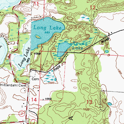 Topographic Map of Round Lake, WI