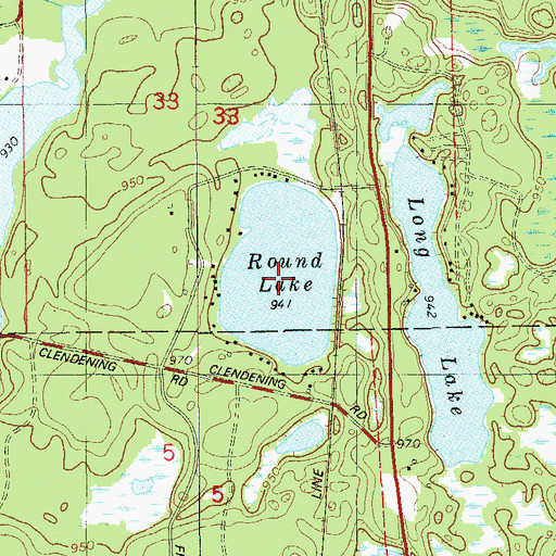 Topographic Map of Round Lake, WI